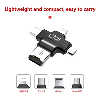 

SD Card Reader Laptop Accessories microSD Cardreader 4 in 1 Adapter for Computer Memory Card Smart USB C Adaptador for iPhone