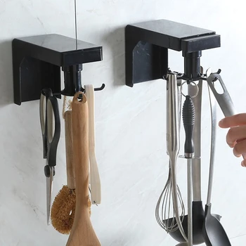 

Kitchen Rotate Storage Rack Aluminum Alloy Wall Mounted Home Organizar Storage Rack Holder Spatula Spoon Storage Rotary Hook