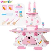 Jouet interactif éducatif Parent enfant, Puzzle créatif en bois, grande Simulation, dessin animé lapin, ensemble de cuisine en bois, cadeau