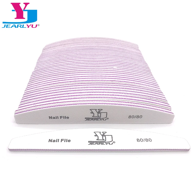 

50pcs/lot Professional Nail File 80/80 Half Moon Sandpaper Nail Buffer Lime Sanding Blocks Grinding Polishing Manicure Care Tool