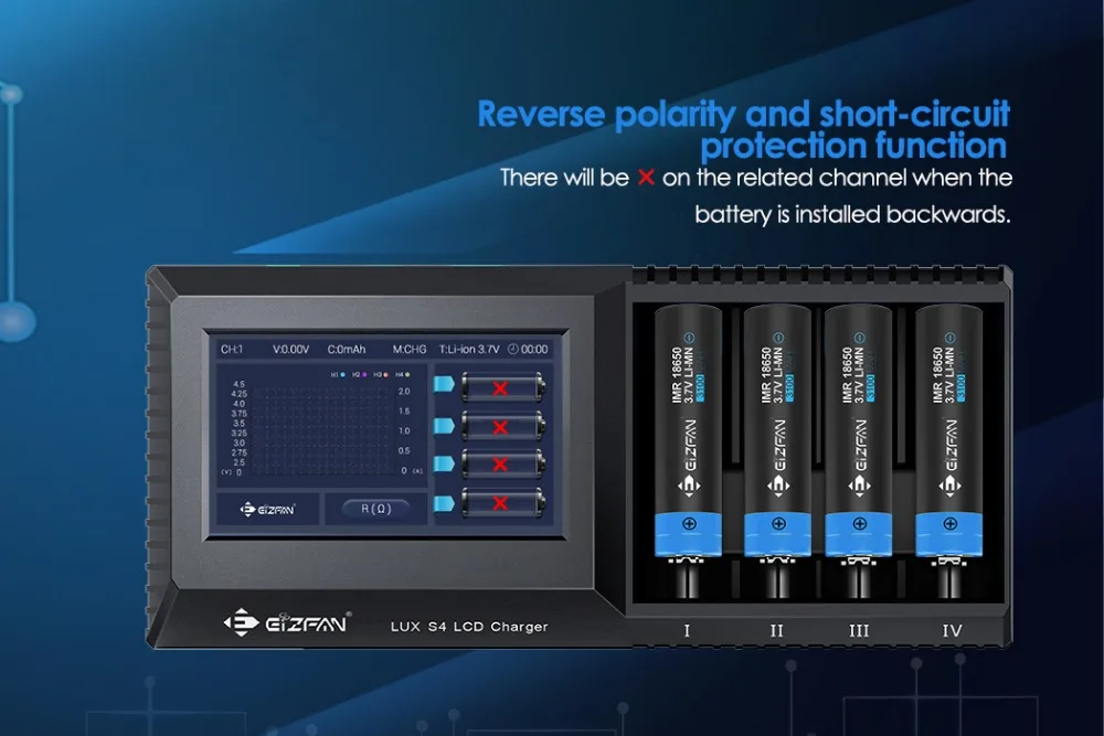 Efan Eizfan LUX S4 новейшее многофункциональное зарядное устройство с сенсорным экраном и ЖК-дисплеем Универсальное зарядное устройство с батареей ИК функция тестирования