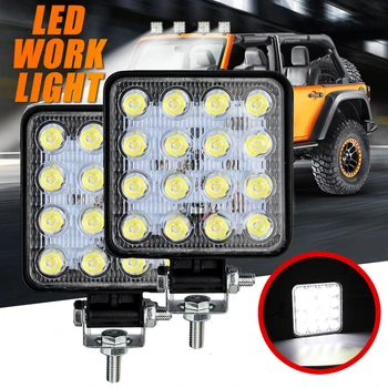 

2Pcs 4Inch 48W Square LED Work Light Bar Flood Beam Offroad Driving Lights