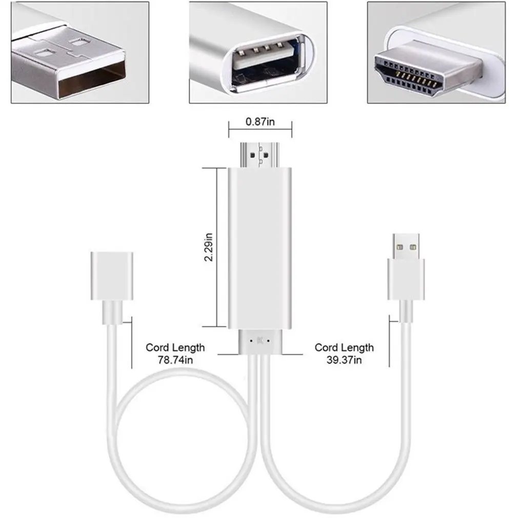 USB MHL к HDMI 1080P кабель-переходник для телевизора HD проекторы ТВ шнуры для Samsung Galaxy S8 S7 для iPhone 8 7 6