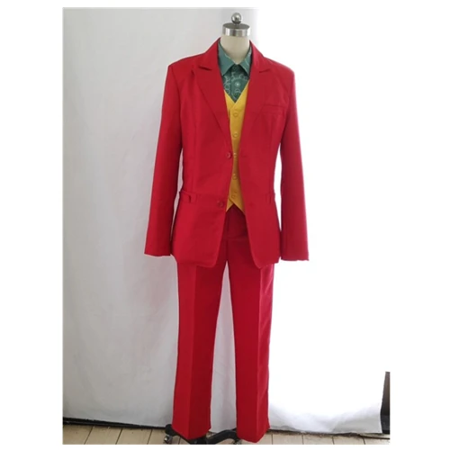 Suit Карнавальный костюм Артура флека из фильма джокер Хоакин Феникс, костюм Джокера, красный костюм, маска на Хэллоуин, Мужская латексная маска - Цвет: Suit