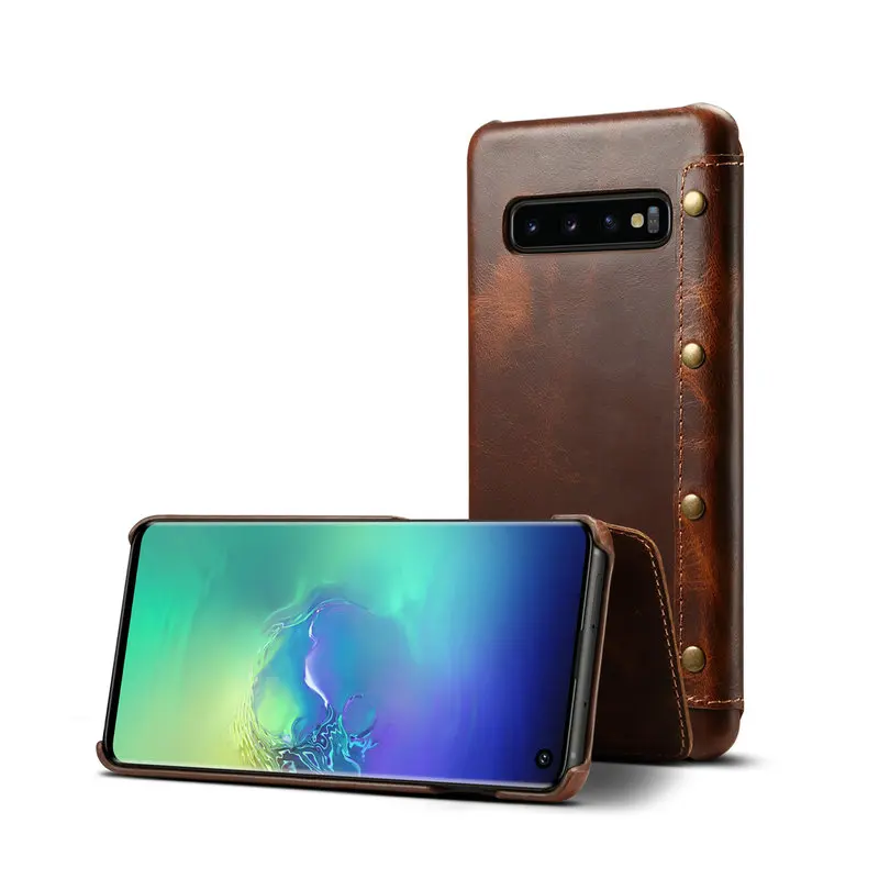 Роскошный деловой флип чехол из натуральной кожи для Samsung Galaxy S10 Plus S10e подставка с