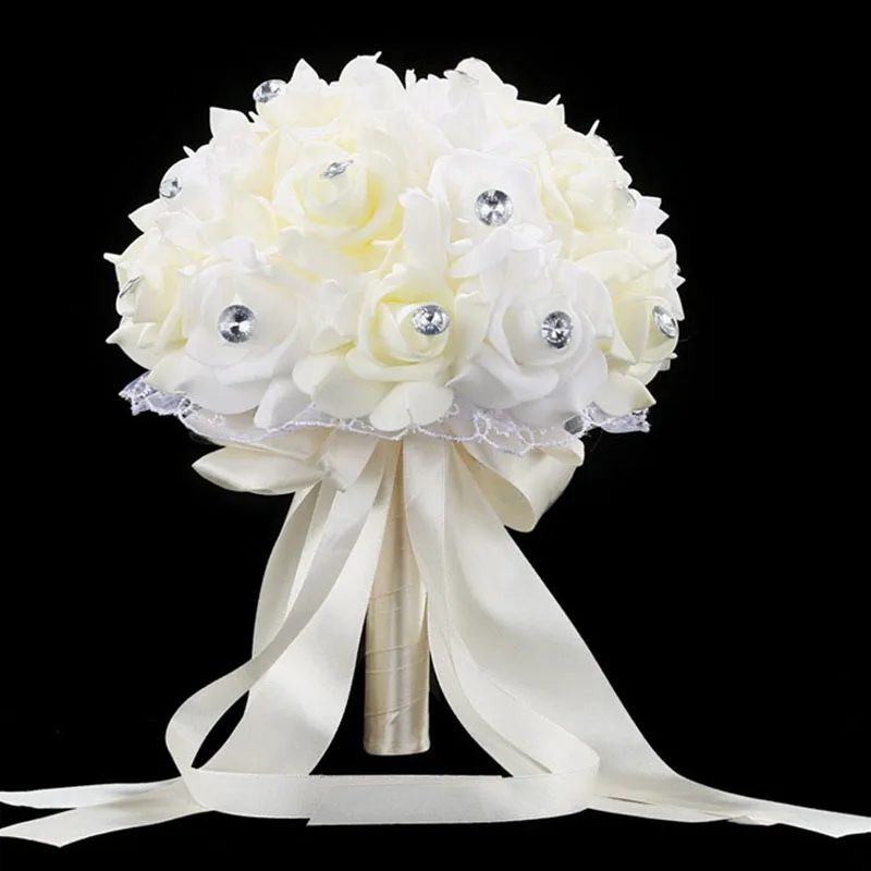 Wedding Bouquets Artificial Rose Flowers Wedding Bouquet Blue and White Bridal Bouquet Accessories Handmade Artificial Flower Rose