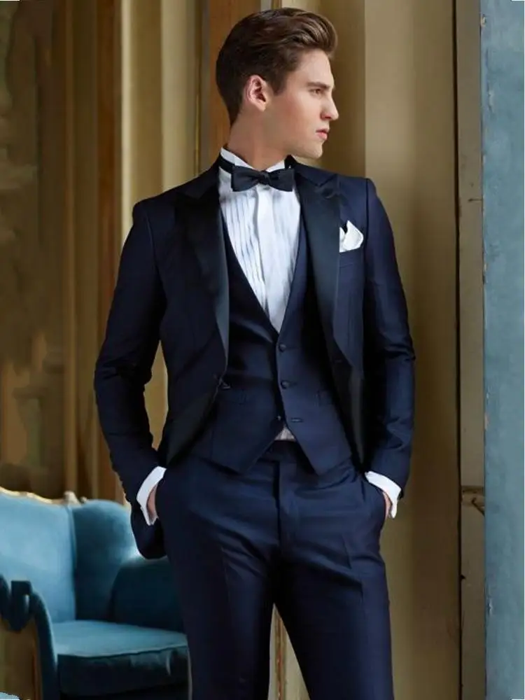 

Slim Fits Men's Evening Dress Toast Suits Wedding Handsome Groom Tuxedos Blazer Business Suits (Jacket+Pants+Vest+Tie) K:2117