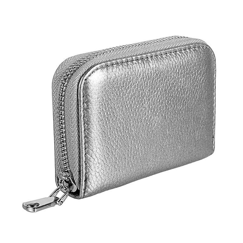 Кожаный кошелек, повседневный женский кошелек, женские кошельки, 584-50, модный кошелек для карт - Цвет: Silver