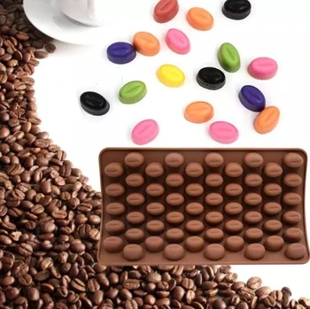 

by dhl 100pcs New Arrival High Quality Silicone 55 Cavity Mini Coffee Beans Chocolate Sugar Candy Mold Mould Cake Decor