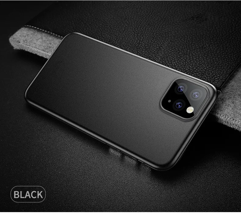 0,2 мм ультра тонкий жесткий мягкий чехол для iPhone 11 Pro X Xr Xs Max матовая пластиковая модная задняя крышка для iPhone 6 6S 7 8 Plus iPhone11 - Цвет: Black