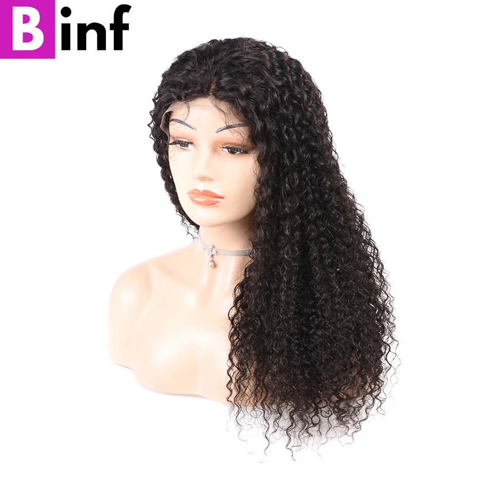 Кудрявые вьющиеся волосы парик 360 синтетический фронтальный парик не-Реми волосы предварительно сорванные с волосами младенца BINF перуанские человеческие волосы парики цвет 1B