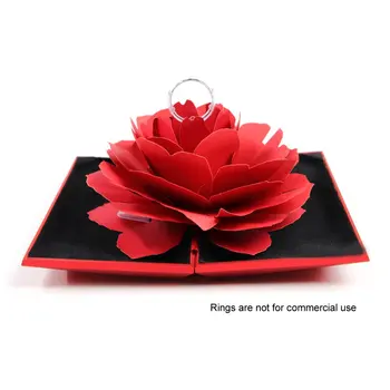 

Delicated Folding Flower Ring Box Rotating Rose Ring Box Birthday Valentine's Day Wedding Ring Jewelry Display Boxes Gifts