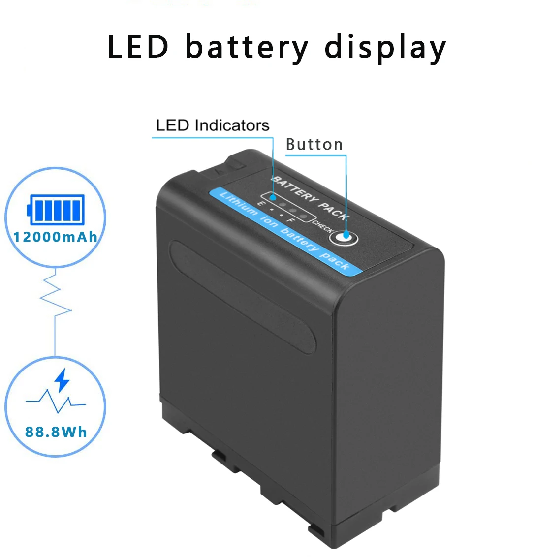 Bateria Probty 12000mah Np-f990 Np-f980 F970 F960 para Yongnuo Godox Yn300air ii Yn300 Iii Yn600 L132t Conduziu a Bateria de Luz de Vídeo - Image 4