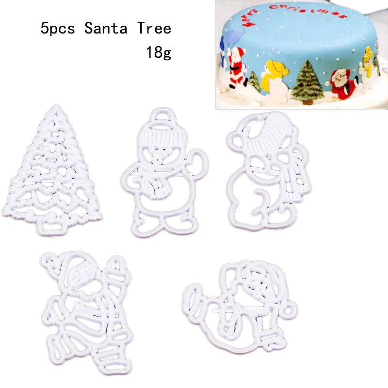 5pcs santa tree Рождественская серия формочки для печенья штамп форма для помады для бисквита резак для украшения торта инструменты для выпечки Форма для печати - Цвет: 5pcs santa tree