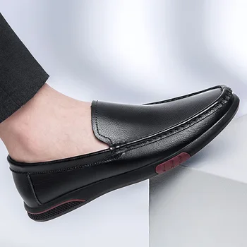 

Men's genuine Leather Loafers Casual Shoes outdoor breathable Soft slip on Man black Shoes Spring Leisure Loafers moccasins