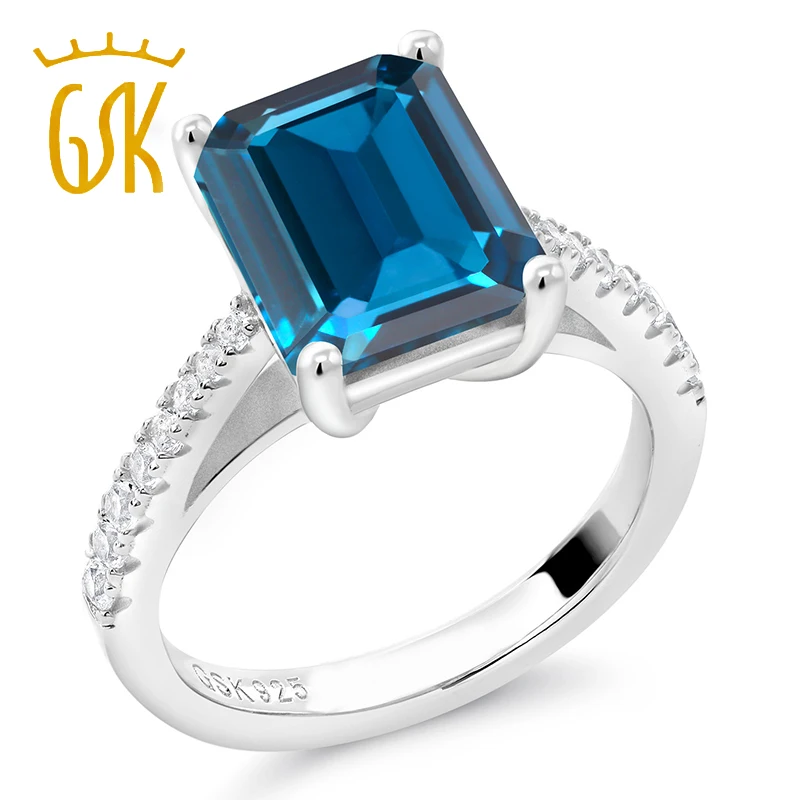 Женское кольцо с сапфиром GemStoneKing из стерлингового серебра 925 пробы натуральным