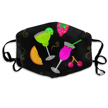 

Cocktail Glass Colour Washable Reusable Mask, Cotton Anti Dust Half Face Mouth Mask For Kids Teens Men Women With Adjustable