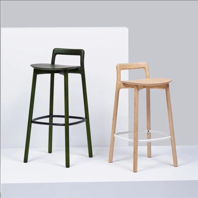 Sgabelli da Bar personalizzati sedie da Bar in legno massello nordico sedia  da Bar di lusso leggera sgabello da Bar moderno e minimalista sedia con  schienale alto - AliExpress