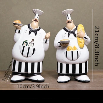 

26cm 2Pcs/Set Resin Wall Hanging Chef Figurines Vintage Creative Ornaments For Home Christmas Decoration Supplies Gifts