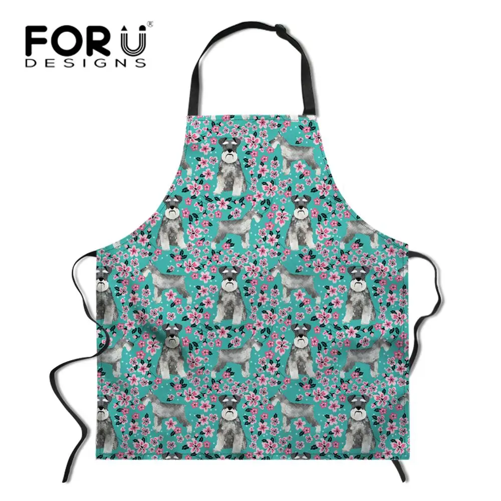 L2749R FORUDESIGNS/Прекрасный щенок цветочный Кухня фартук в стиле «унисекс» Пособия по кулинарии фартук для бариста полиэстер шеф-повара сарафан без рукавов выпечка, барбекю нагрудник - Цвет: L2749R