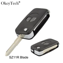 OkeyTech модифицированный 2 кнопки для ключа ФОБ Автомобильный ключ оболочки для Suzuki SX4 Swift Grand Vitara Uncut Blade Флип складной авто чехол Repalcement