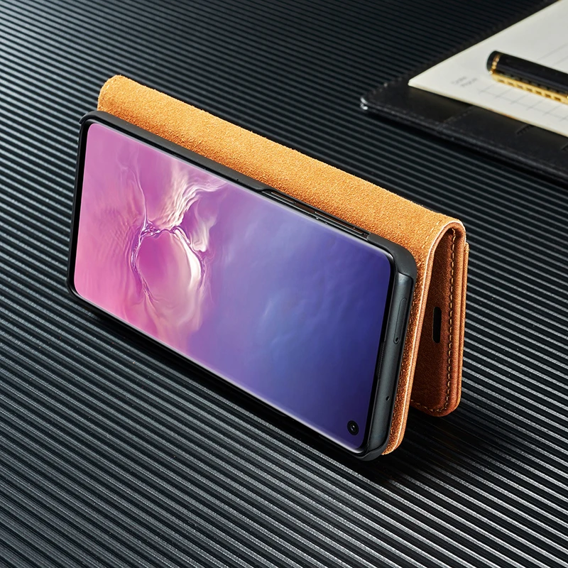 Для Galaxy S8 S9 S10 Plus E 5G Ретро съемный чехол-кошелек из натуральной кожи для samsung Note 10 9 8 A6 A7 A8 A9 Plus A40 A50