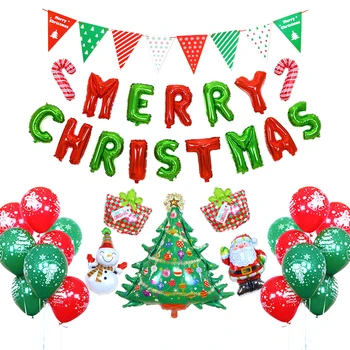

Christmas Decoration Balloon Set Happy New Year Party Decorative Santa Claus Balloon Cartoon Aluminum Film Balloon Package