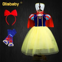 Рождественское платье Белоснежки для девочек 6 слоев сказочных платьев платье принцессы для малышей Детские праздничные пышные платья-водолазки на день рождения