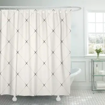 

Pattern Modern Geometric Tiles of Rhombuses Line Abstract Simple Shower Curtain Waterproof Fabric 72 x 78 Inches Set with Hooks