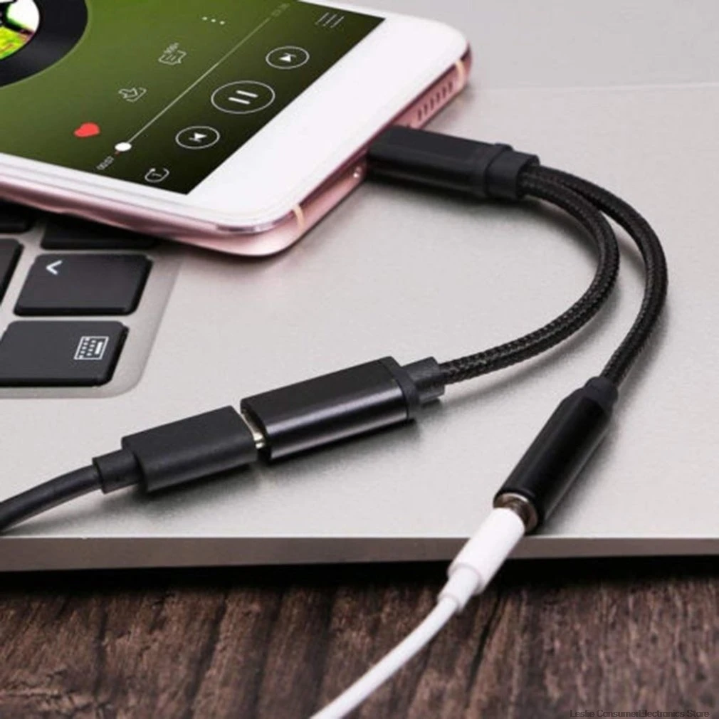 

2in1 USB-C Type C to 3.5mm Jack AUX Audio Cable Charging Cable Headphone Adapter dropshipping hot