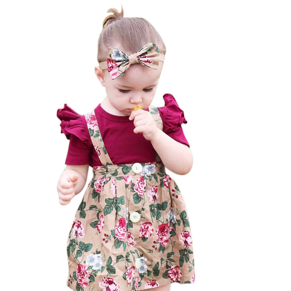 

Newborn Baby Girls Clothes Sets Summer Princess Party Outfits Romper Strap Dress Headbands Toddler Infant Clothing Girl