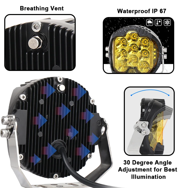 ZK30  2pcs 5 Inch 50W LED Work Light 12V 24V 5000LM Car Light Pods Spot Flood Combo Fog Lamp Cree LED Offroad 4WD Driving Car
