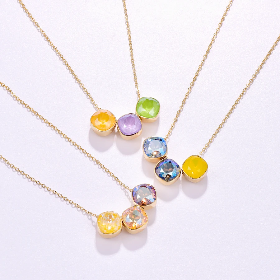 Günstige Kristalle Von Swarovski Anhänger Halsketten Für Frauen Neue Mode DIY Bunte Perlen Halsketten Hochzeit Schmuck Mädchen Mom Geschenk