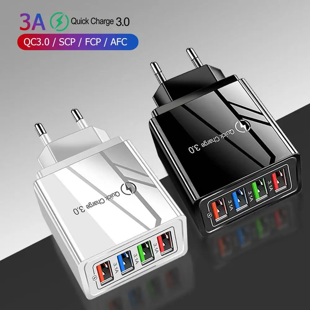 4 порта USB зарядное устройство с функцией быстрой зарядки 3 0 для телефона адаптер