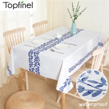 

Topfinel Rectangular printing tablecloth modern style lattice printing waterproof and oil proof PVC tablecloth home textile home
