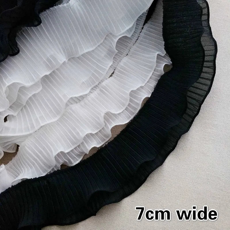 

New Double Layer Chiffon Organ Crumpled Ruffled Lace Handmade DIY Ladies Children's Clothes Fake Collar Cuffs Fluffy Skirt Trim
