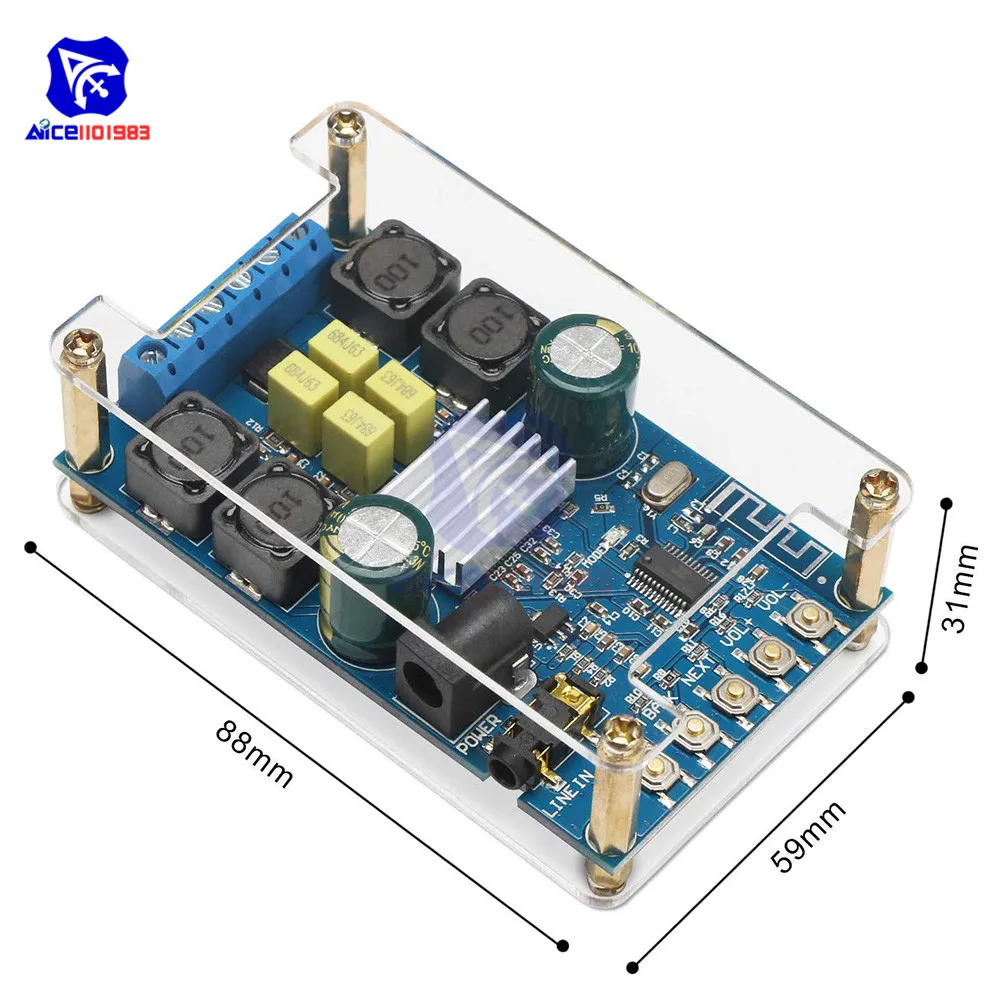 Diymore Bluetooth BT 3,0 4,0 4,1 цифровой усилитель плата беспроводной аудио усилитель модуль 2 канала 50 Вт+ 50 Вт динамик доска с Чехол