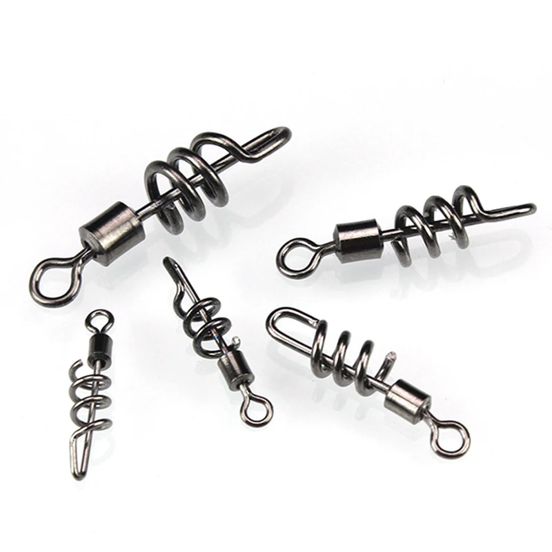 

20pcs/set Fishing Rolling (Swivels) With Screwed Snap Quick Connector Copper Stainless Steel 8 Shaped Solid Ring Accessories
