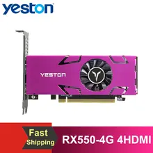Yeston-tarjeta gráfica RX550-4G 4HDMI, 4 pantallas, compatible con pantalla dividida, memoria de 4GB/GDDR5/128Bit, 6000MHz, VGA + HDMI + tarjeta gráfica de DVI-D