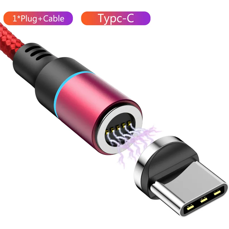 1 2 м Магнитный кабель Micro USB type C для зарядки iphone 7 8 6 Plus X Xs Max XR samsung s9 huawei P30 Xiaomi Redmi Mi6 шнур для передачи данных - Цвет: Red For Type C