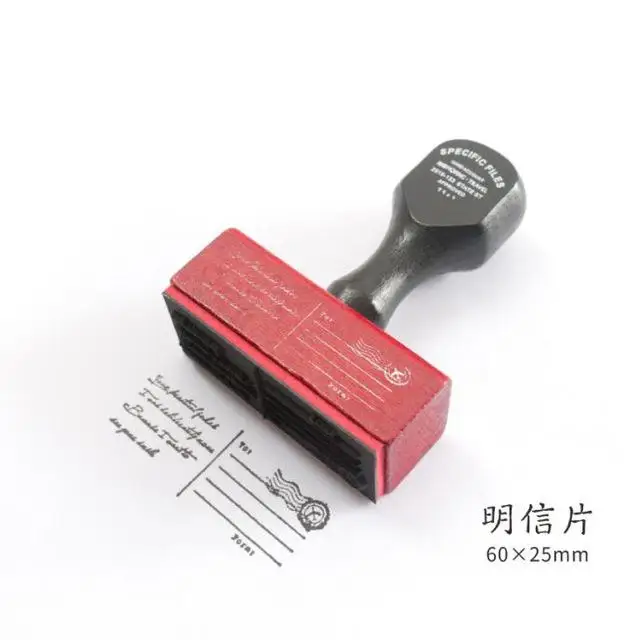 Ретро деревянная ручка серии файлов воздушная почтовая марка DIY деревянные резиновые штампы для stationery канцелярских Скрапбукинг Стандартный штамп - Цвет: 4