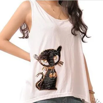 

Black Cat Embroidered Patches For Clothes Stickers Stripes Cute Cat Patch Iron On Patches Applique Sticker