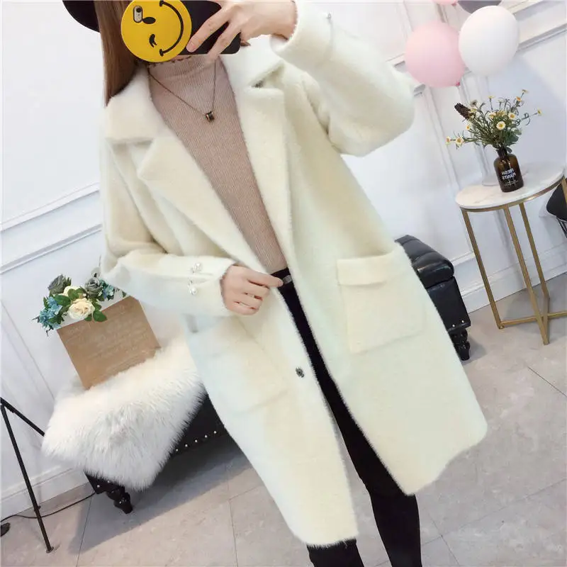Факсимильное меховое пальто для женщин, новинка, элегантное женское пальто из искусственного меха, уличная одежда, Осеннее теплое пальто из искусственного меха норки, женские вечерние пальто, Женское пальто