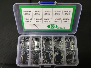 

1box 100pcs=10Value*10pcs rectifier box IN5819 1N5818 1N5817 1N4001 1N4002 1N4003 1N4004 1N4005 1N4006 1N4007 Assorted diode kit