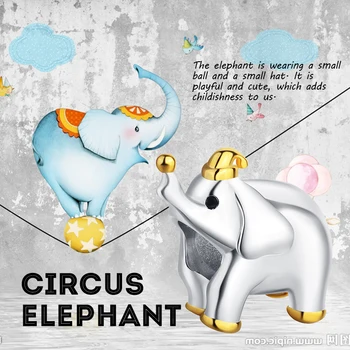 

fine New 925 silver gold color hat animal beads Elephant charms fit Original European bracelet for women 2020 Jewelry Gift