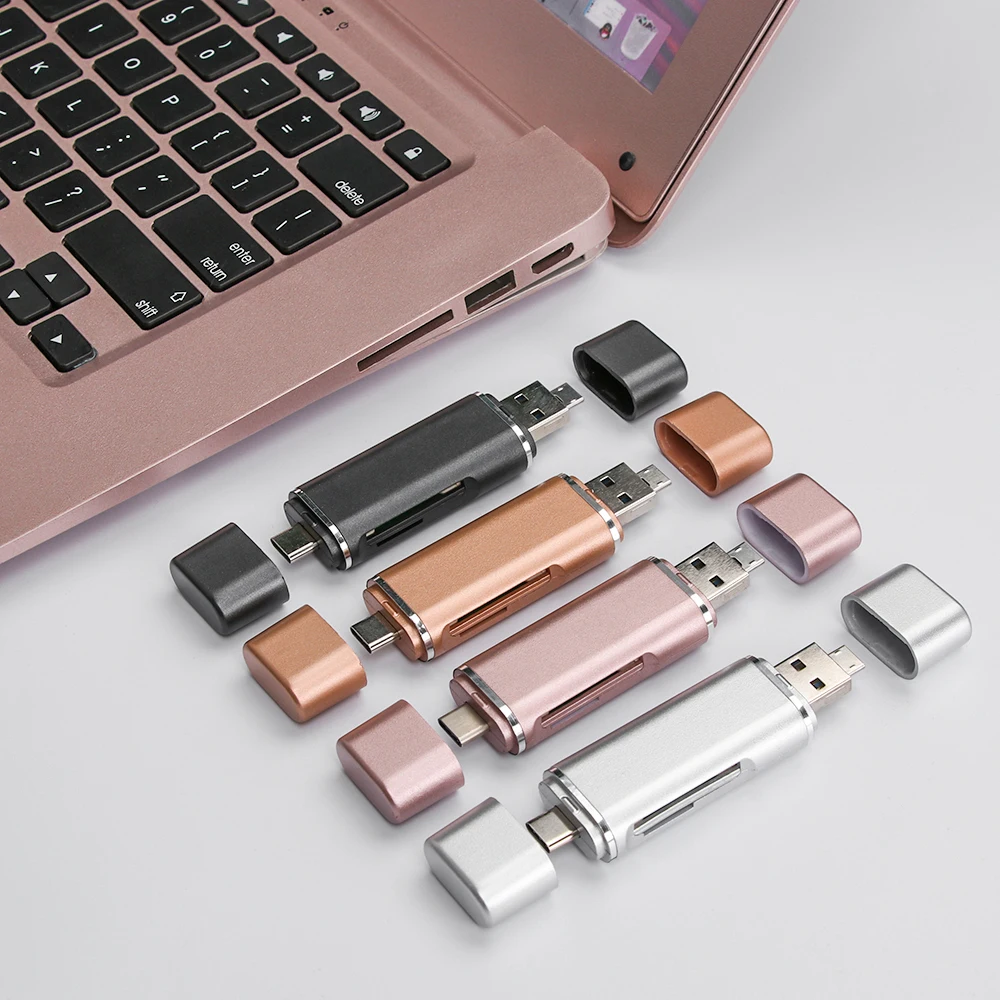 5-в-1 Тип-C кард-ридер высокоскоростной Портативный Тип Закрытая акционерная Компания C& USB 2,0 памяти информация распознаватель передачи данных компьютерные принадлежности