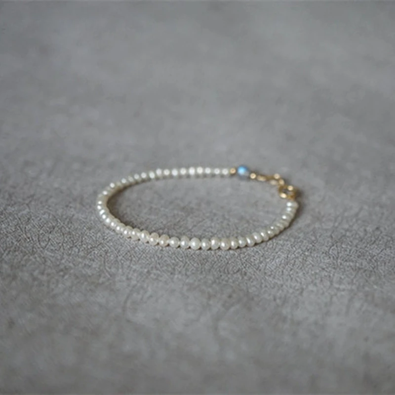 Lily Jewelry AA пресноводный жемчуг, лабрадорит 6 мм 925 пробы серебряный браслет 7 ''-8''