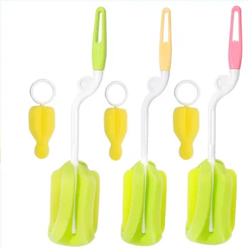 

2Pcs/Lot 360 Degrees Rotating Sponge Feeding Cup Straw Cleaner Care Baby Sterilizati Baby Bottle Brush Set Cleaning Brush Tool