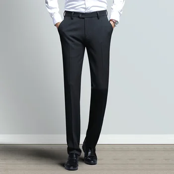 

Business Dress Pants Men's Summer Slim Interview Elastic Straight Formal Career Work Tooling Pants