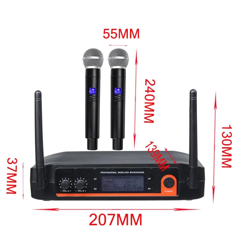 Эффективный XLR UHF беспроводной микрофон Двухканальный беспроводной ручной микрофон Kraoke вечерние принадлежности кардиоидный микрофон